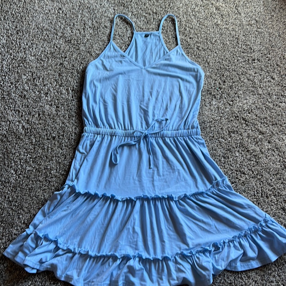 Baby blue razor back sundress size large